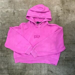 GAP pink logo hoodie cropped sweatshirt.